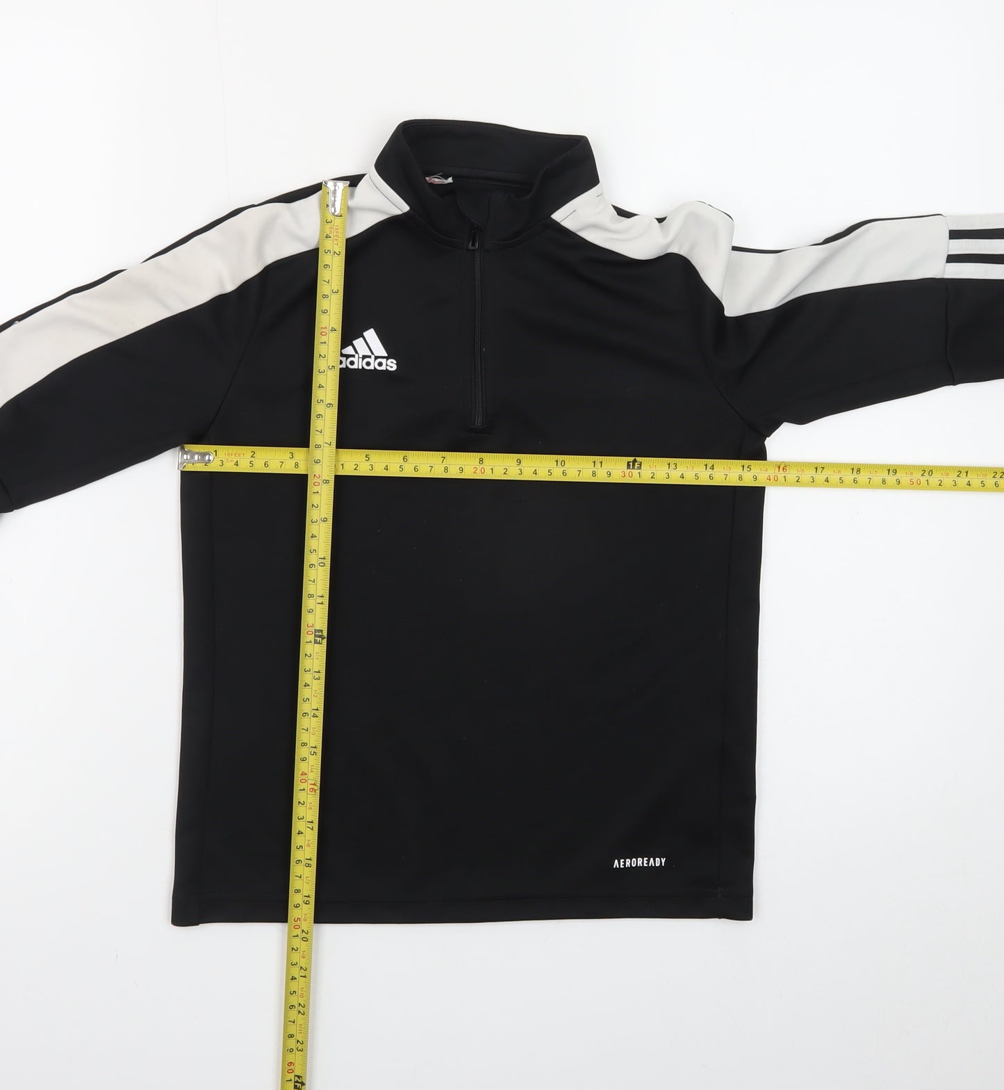 Adidas Girls Black 9-10 Years 1/4 Zip Sports Sweatshirt