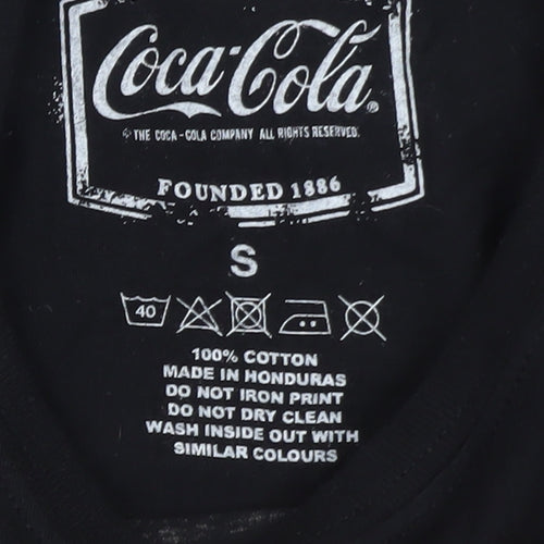 Coca-Cola Womens Black Small Christmas Graphic T-Shirt 100% Cotton