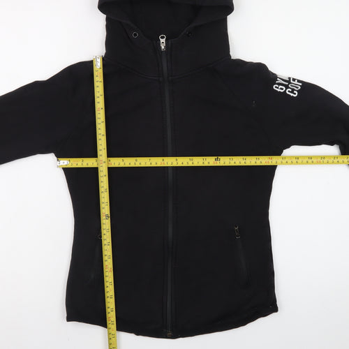 Gym+Coffee Women Black Small Full Zip Hoodie Stretch Cotton Blend
