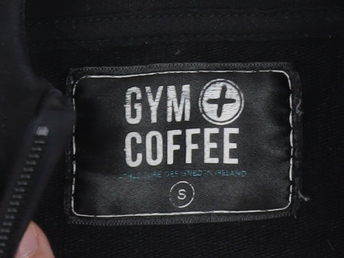 Gym+Coffee Women Black Small Full Zip Hoodie Stretch Cotton Blend