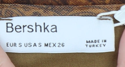 Bershka Women's Brown Paisley Slip Dress Size S Boho Summer