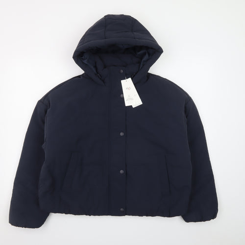 Marks and Spencer Women's Blue Hooded Puffer Jacket Size 14