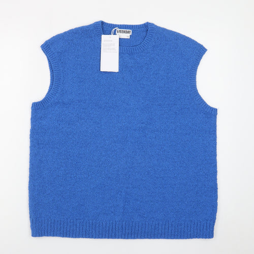 Weekday Women's Blue Knit Sleeveless Tank Top Size S