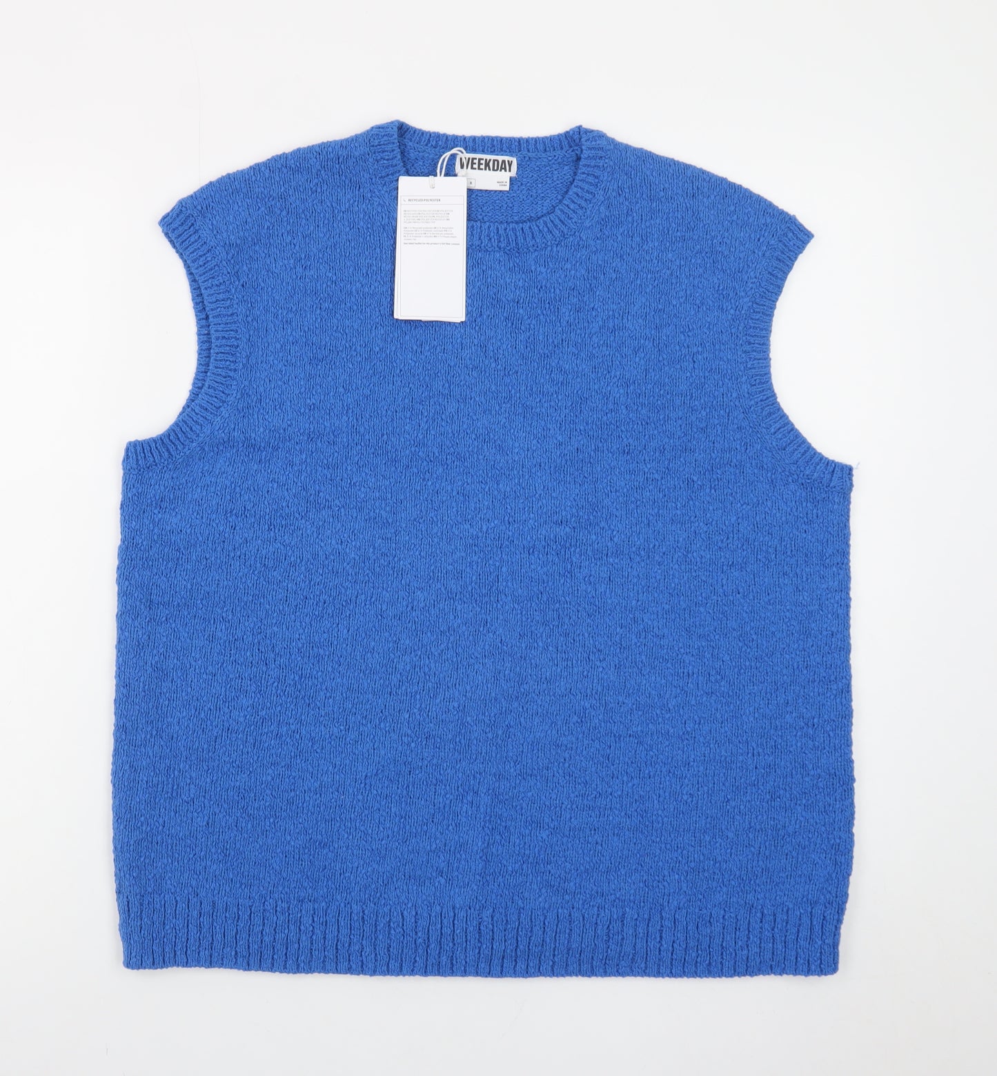 Weekday Women's Blue Knit Sleeveless Tank Top Size S