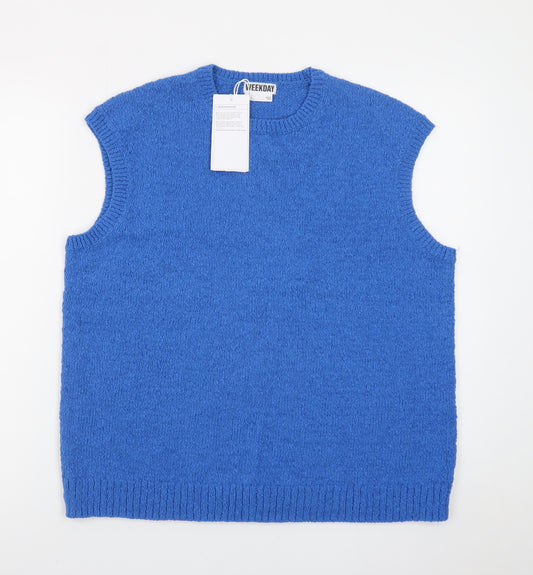 Weekday Women's Blue Knit Sleeveless Tank Top Size S