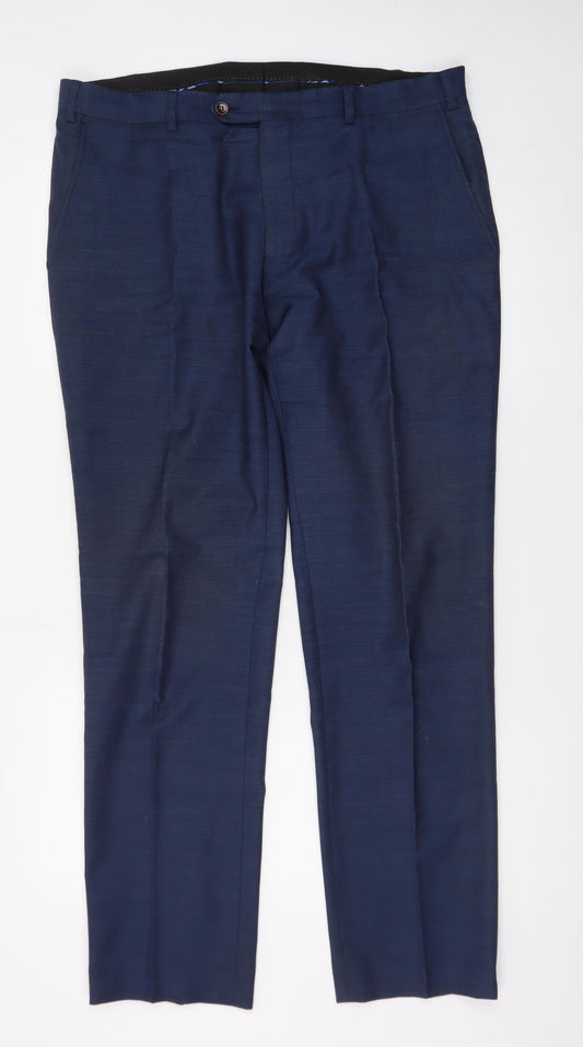 Daniel Grahame Men's Blue 36R Dress Pants Wool Blend Trousers