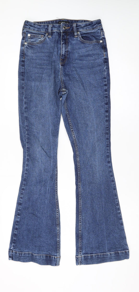 F&F Womens Blue Flared Denim Jeans Size 10 Regular Fit