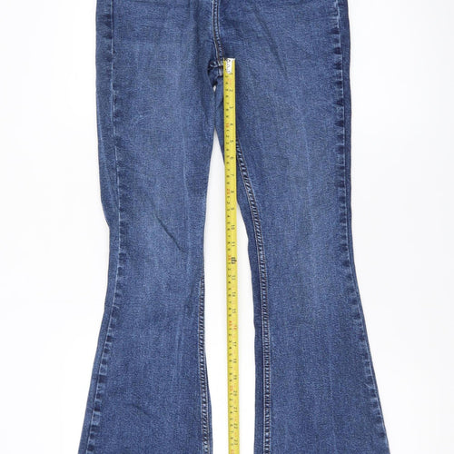 F&F Womens Blue Flared Denim Jeans Size 10 Regular Fit
