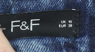 F&F Womens Blue Flared Denim Jeans Size 10 Regular Fit