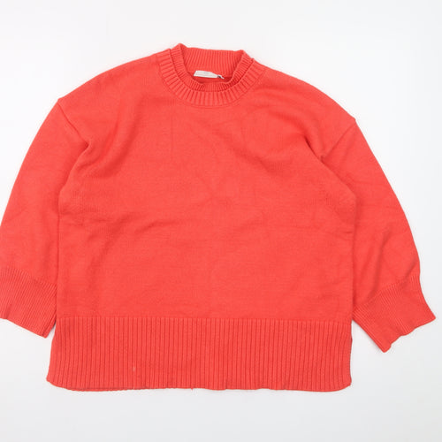 Kaffe Women’s Red Mock Neck Cotton Pullover Jumper Size S
