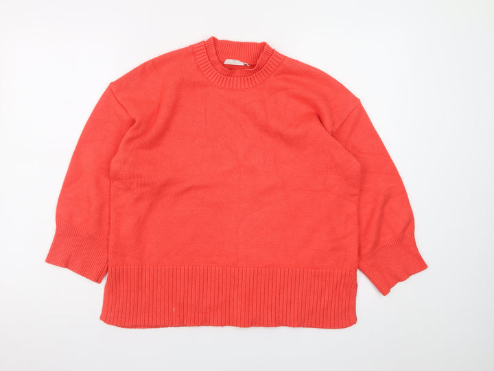 Kaffe Women’s Red Mock Neck Cotton Pullover Jumper Size S