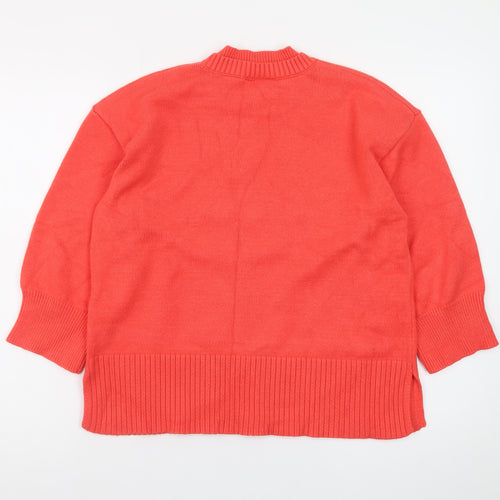 Kaffe Women’s Red Mock Neck Cotton Pullover Jumper Size S