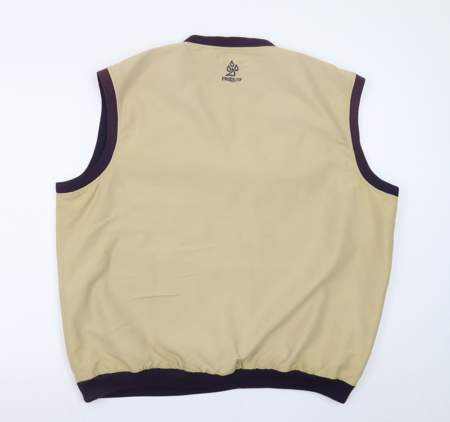 ProQuip Men's Beige Sleeveless V-Neck Golf Windproof T-Shirt L