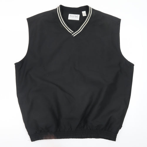 Kartel Men's Black Sleeveless V-Neck Regular Fit T-Shirt M