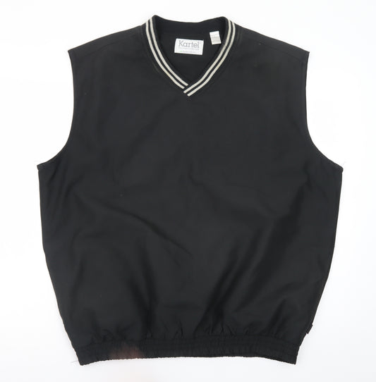 Kartel Men's Black Sleeveless V-Neck Regular Fit T-Shirt M