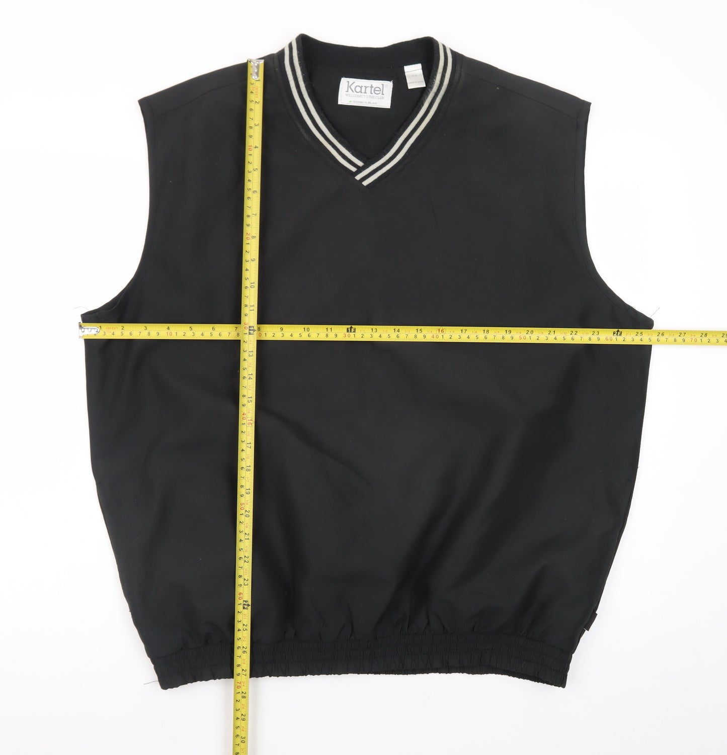 Kartel Men's Black Sleeveless V-Neck Regular Fit T-Shirt M