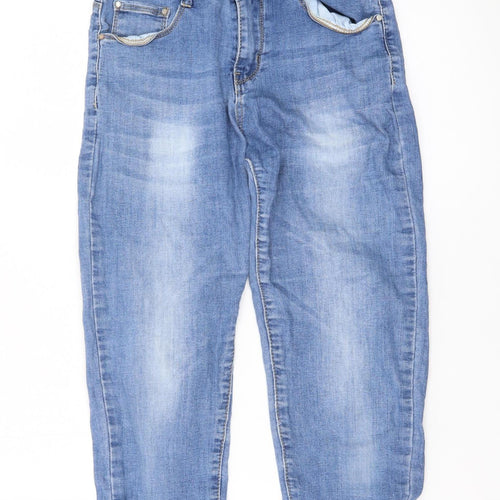 Voggo Women Blue Relaxed Boyfriend Mid Rise Cuffed Jeans Size 8