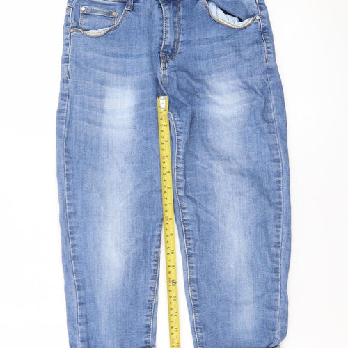 Voggo Women Blue Relaxed Boyfriend Mid Rise Cuffed Jeans Size 8