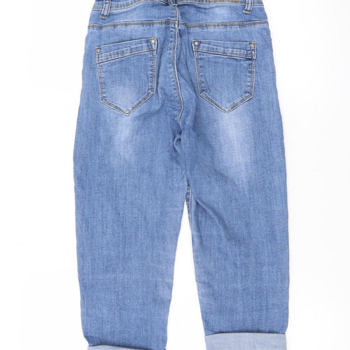 Voggo Women Blue Relaxed Boyfriend Mid Rise Cuffed Jeans Size 8