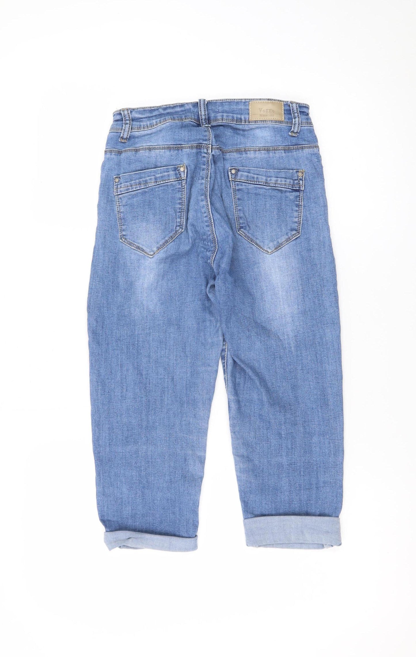 Voggo Women Blue Relaxed Boyfriend Mid Rise Cuffed Jeans Size 8