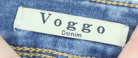 Voggo Women Blue Relaxed Boyfriend Mid Rise Cuffed Jeans Size 8