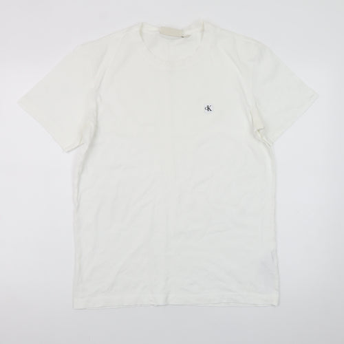 Calvin Klein Jeans Women's White Cotton Crew Neck T-Shirt Size S