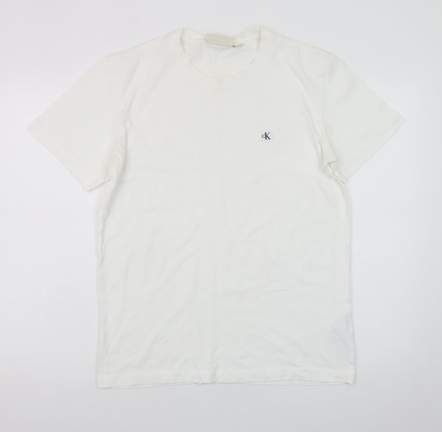 Calvin Klein Jeans Women's White Cotton Crew Neck T-Shirt Size S