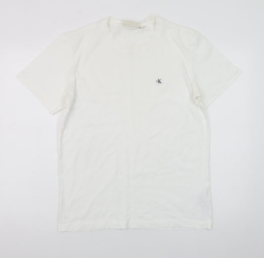 Calvin Klein Jeans Women's White Cotton Crew Neck T-Shirt Size S