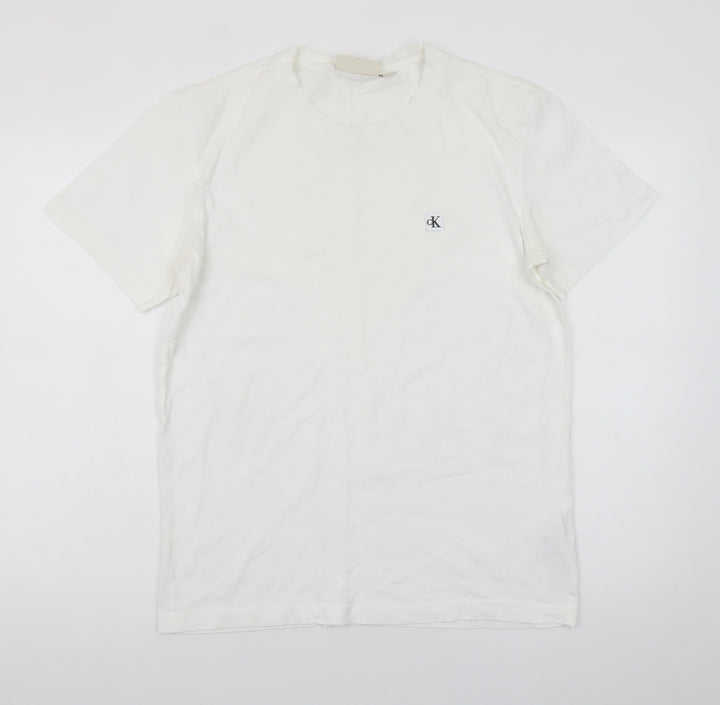 Calvin Klein Jeans Women's White Cotton Crew Neck T-Shirt Size S