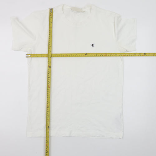 Calvin Klein Jeans Women's White Cotton Crew Neck T-Shirt Size S