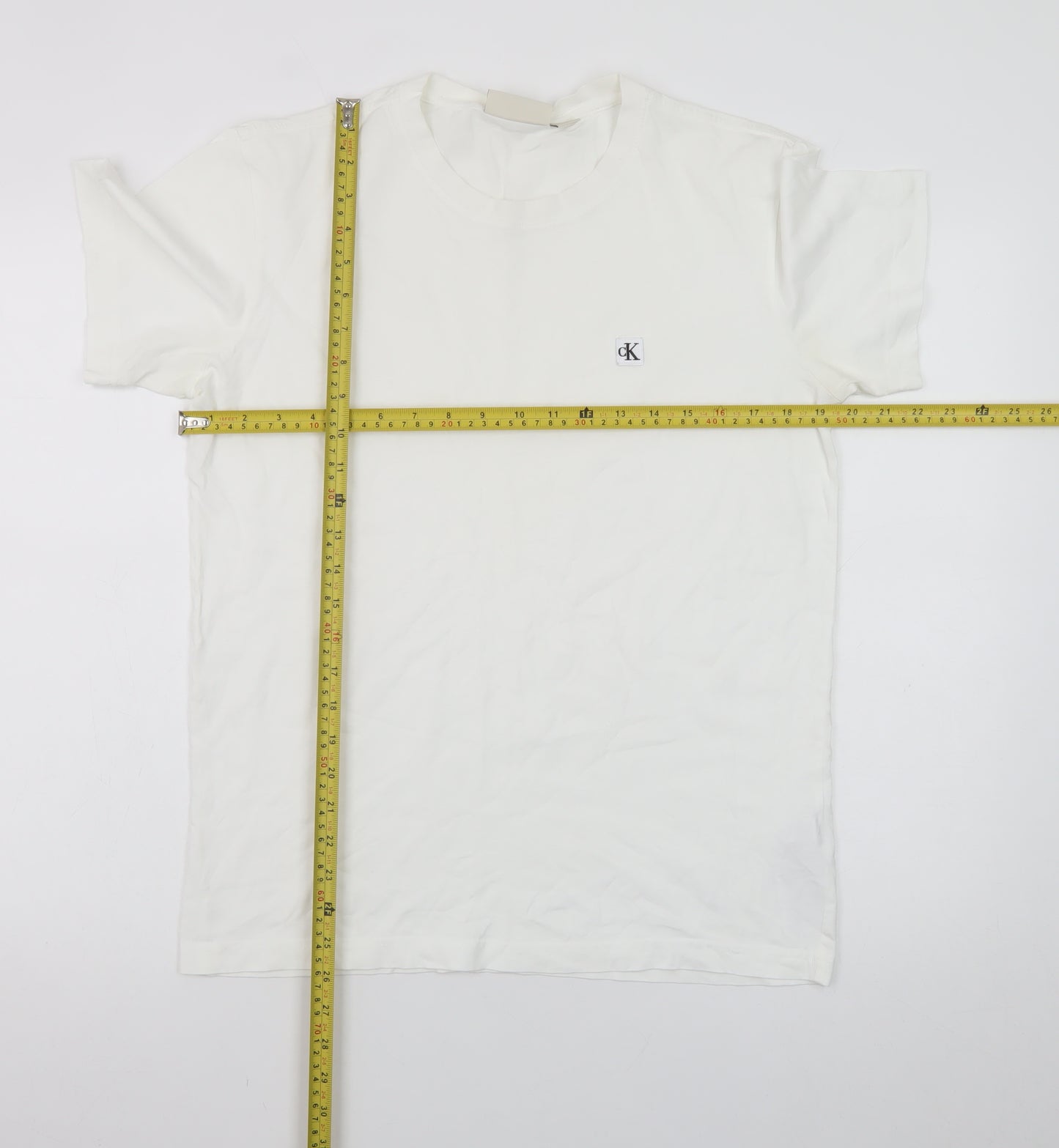 Calvin Klein Jeans Women's White Cotton Crew Neck T-Shirt Size S