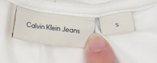 Calvin Klein Jeans Women's White Cotton Crew Neck T-Shirt Size S