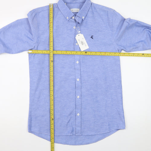 Ottomoda Men's Blue Button-Down Long Sleeve Dress Shirt M