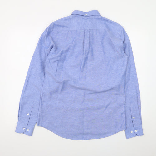 Ottomoda Men's Blue Button-Down Long Sleeve Dress Shirt M