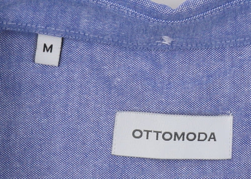Ottomoda Men's Blue Button-Down Long Sleeve Dress Shirt M