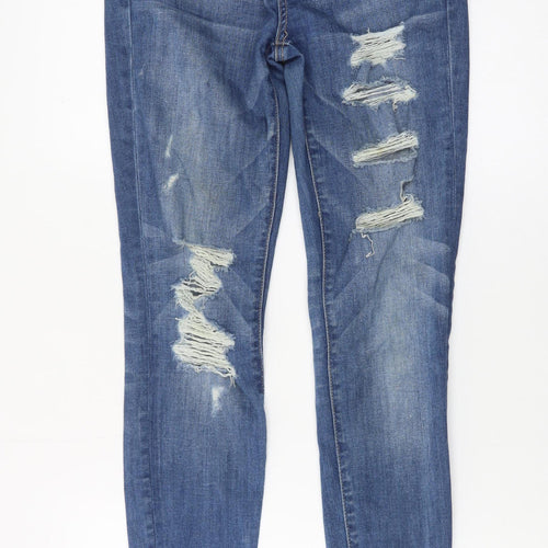 American Eagle Women Blue Size 6 Skinny Distressed Stretch Jeans