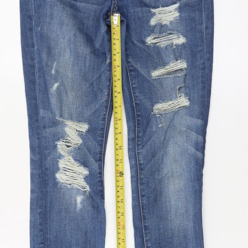 American Eagle Women Blue Size 6 Skinny Distressed Stretch Jeans