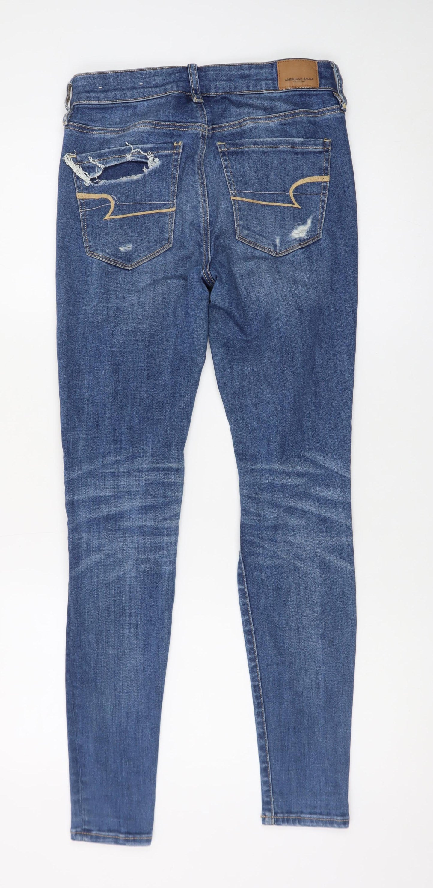 American Eagle Women Blue Size 6 Skinny Distressed Stretch Jeans