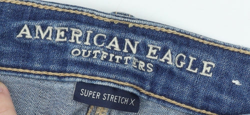 American Eagle Women Blue Size 6 Skinny Distressed Stretch Jeans