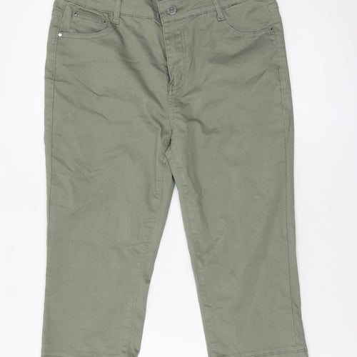 Voggo Women’s Green Cropped Slim Fit Stretch Jeans Size 10