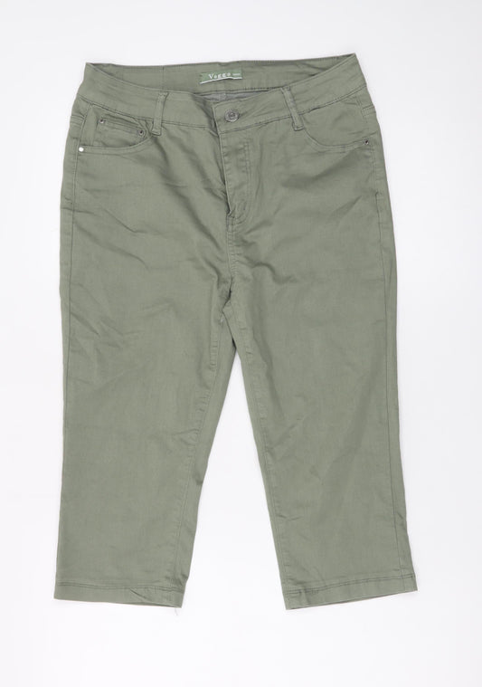Voggo Women’s Green Cropped Slim Fit Stretch Jeans Size 10
