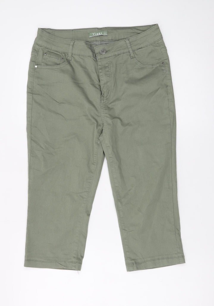 Voggo Women’s Green Cropped Slim Fit Stretch Jeans Size 10