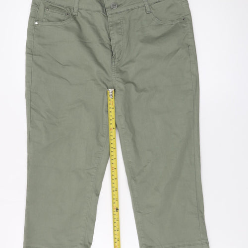 Voggo Women’s Green Cropped Slim Fit Stretch Jeans Size 10