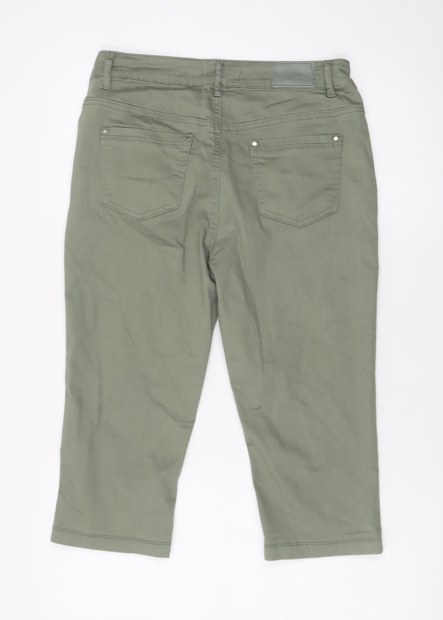 Voggo Women’s Green Cropped Slim Fit Stretch Jeans Size 10