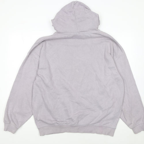 Fila Womens Light Grey Pullover Hoodie Size S Relaxed Fit Cotton Blend