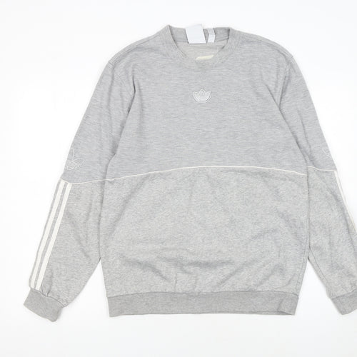 Adidas Men’s Grey Small Crew Neck Pullover Sweatshirt