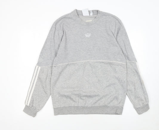Adidas Men’s Grey Small Crew Neck Pullover Sweatshirt