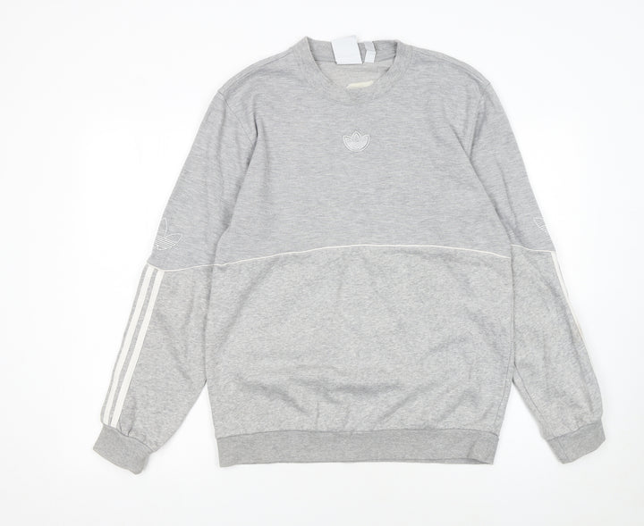 Adidas Men’s Grey Small Crew Neck Pullover Sweatshirt