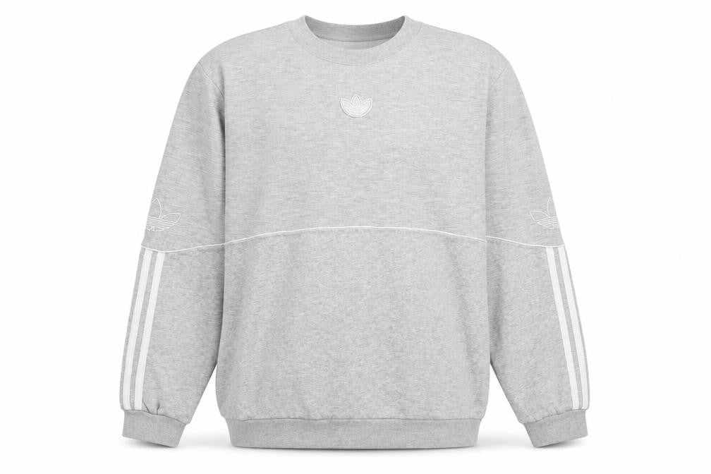 Front view of Adidas Men’s Grey Small Crew Neck Pullover Sweatshirt