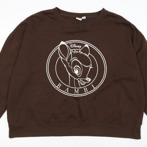 Disney Women’s Brown Bambi Sweatshirt 2XL Pullover Cotton Blend